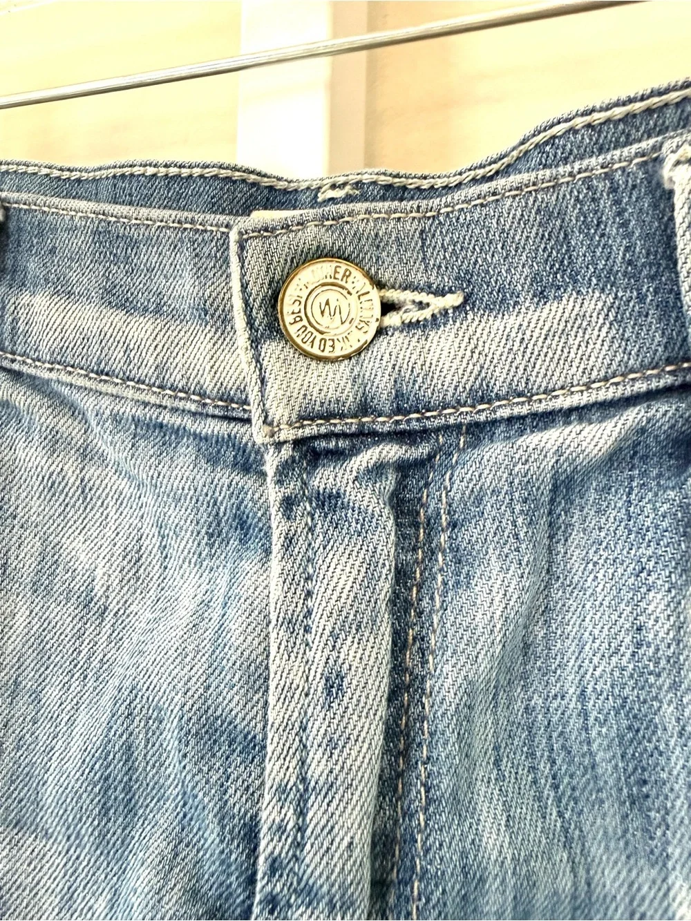 MOTHER SNS Frayed Denim Shorts Light Wash Rolled Cuff Low Rise Size 25